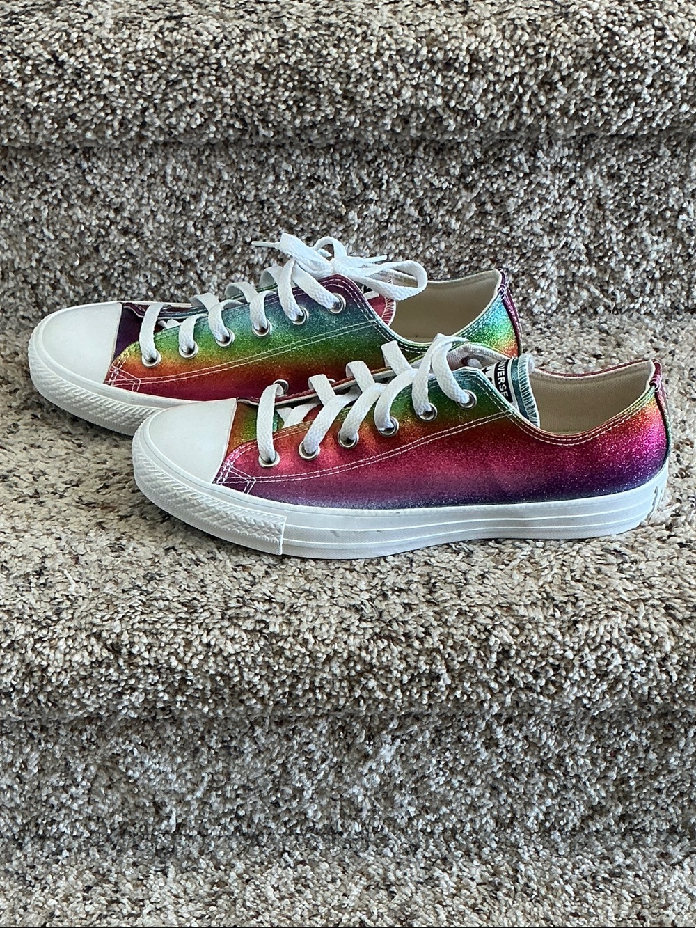 Converse Rainbow Glitter Low Top Sneakers - Size 9